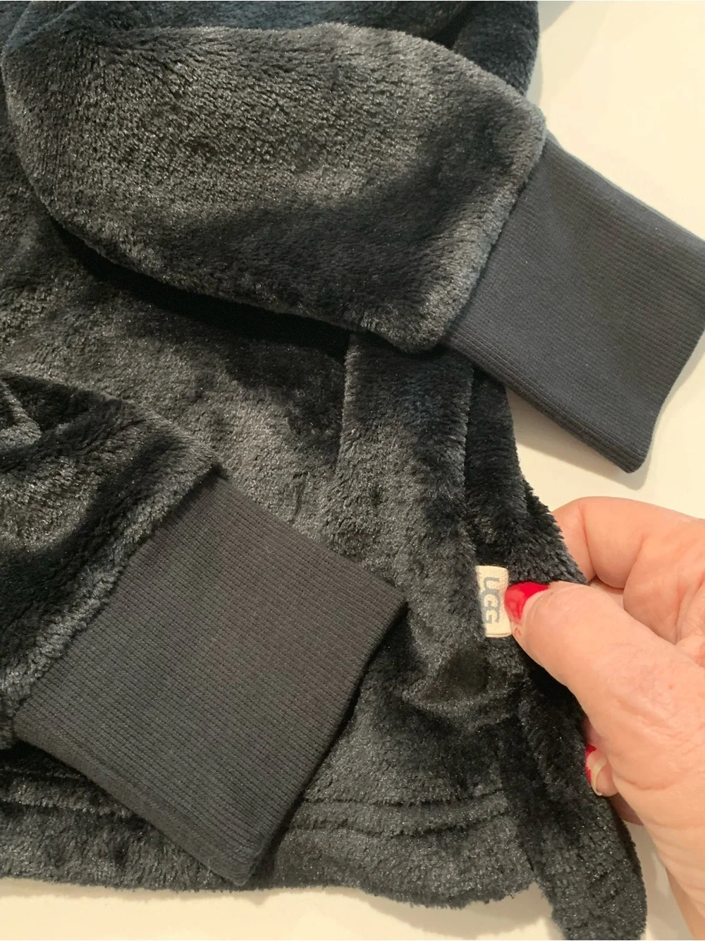 UGG Black Plush Fleece High Pile Dbl Face Crewneck Long Sleeve Top Sweatshirt, S - Picture 4 of 9